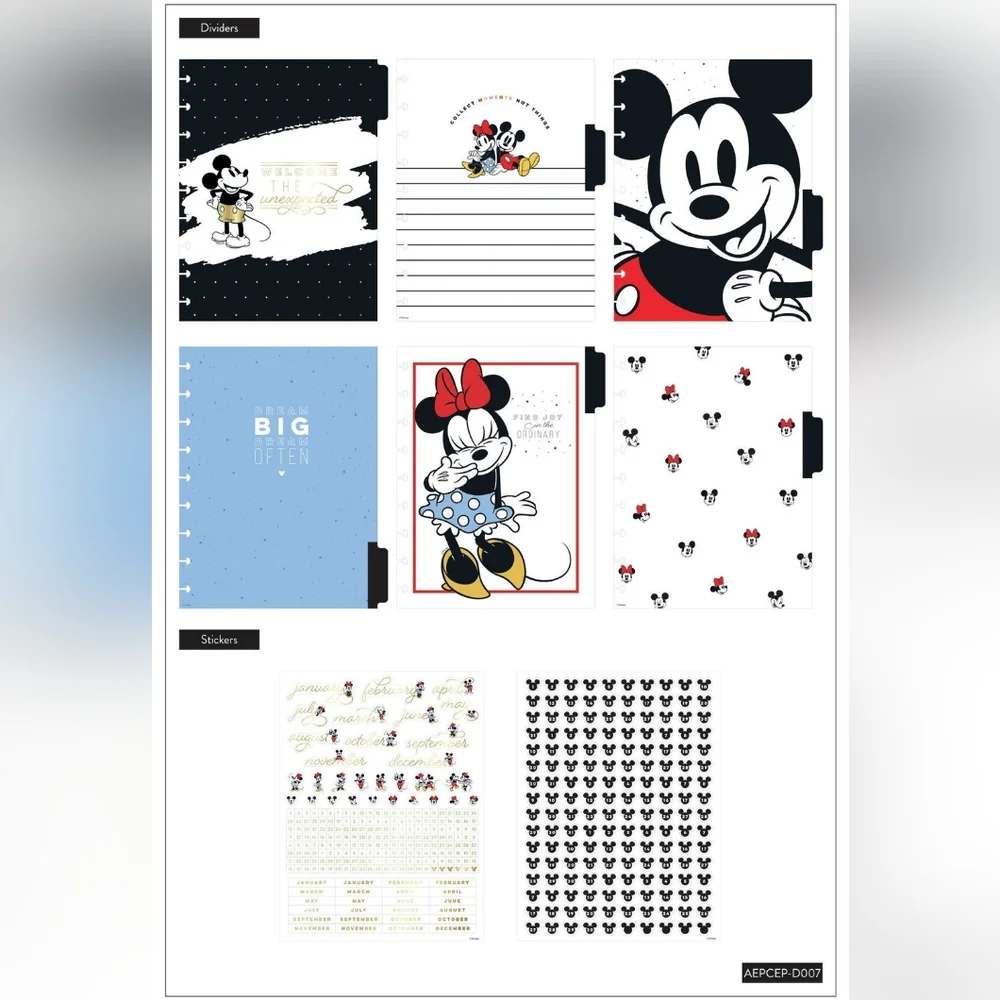 The Happy Planner Disney Mickey Mouse Undated Calender Extension Pack & Paper